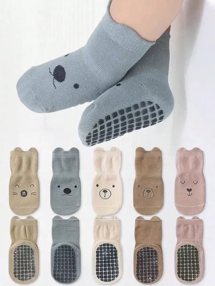 5 paires de chaussettes de sol pour bébé, toutes saisons, antidérapantes, pour enfants en bas âge, f