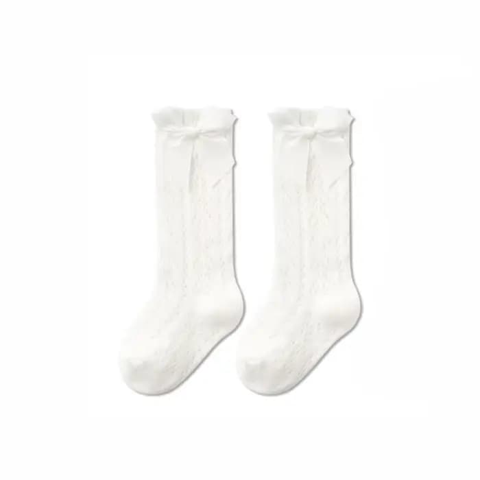 KIDCRKJ 0-3T Chaussettes d'été en maille pour bébés filles, chaussettes longues en coton tricoté pou