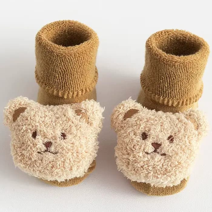 Chaussettes en coton épais pour bébé, chaudes et confortables, ours de dessin animé mignon, chausset
