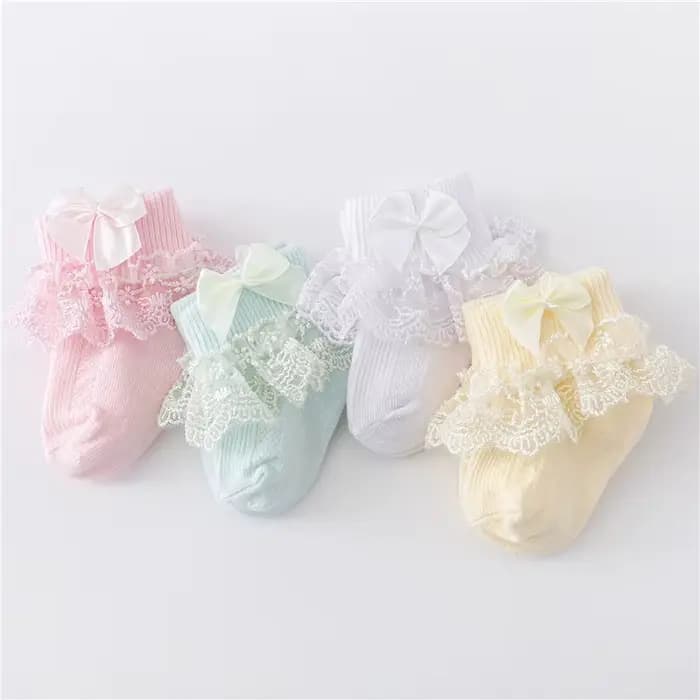 Lawadka 4 paires/lot nouveau-né bébé chaussettes pour filles coton dentelle infantile filles chausse