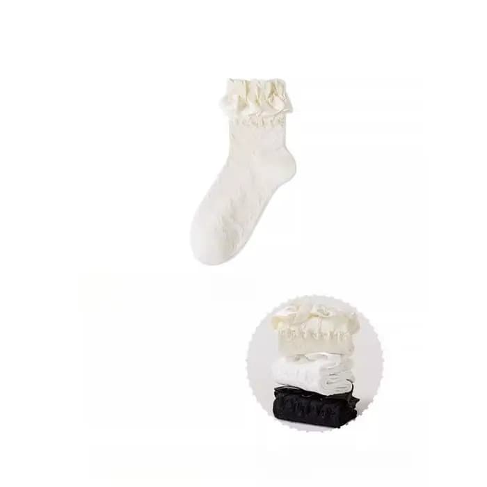 Ensemble de chaussettes en dentelle Lolita pour femmes, noir, blanc, mignon, dames, filles, Kawaii,