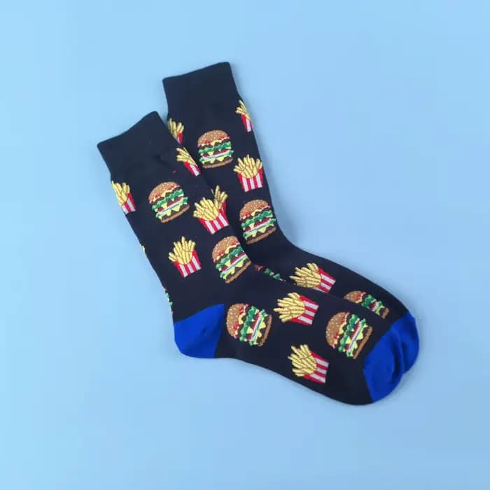 1 paire de chaussettes Burger frite françaises élégantes et uniques, design unisexe, parfaites pour