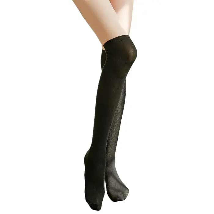 Chaussettes longues sexy noires et blanches pour femmes, bas au-dessus du genou, bas Lolita pour dam