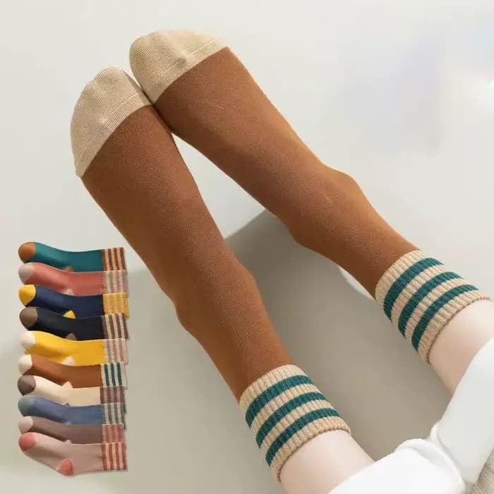 Chaussettes mi-tube en cachemire pour femmes, chaussettes à trois rayures, serviette chaude, optique
