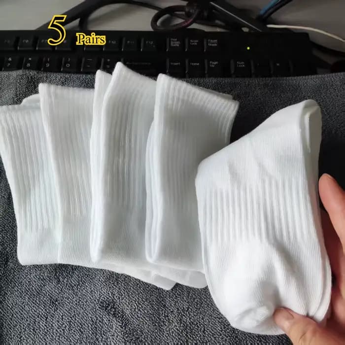 5/10 paires de chaussettes mi-longues pour hommes, blanches Anti-odeur, absorbant la sueur, chausset