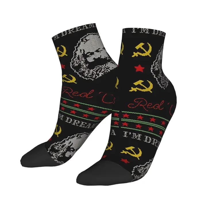 Karl Marx je rêve d'un rouge chaussettes de noël imprimer gothique chaussettes décontractées printem