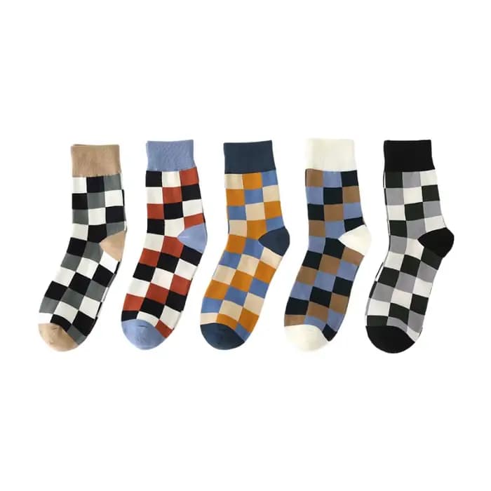 Lot de 5 paires de chaussettes pour hommes en coton peigné, à compression, tendance, colorées, à mot