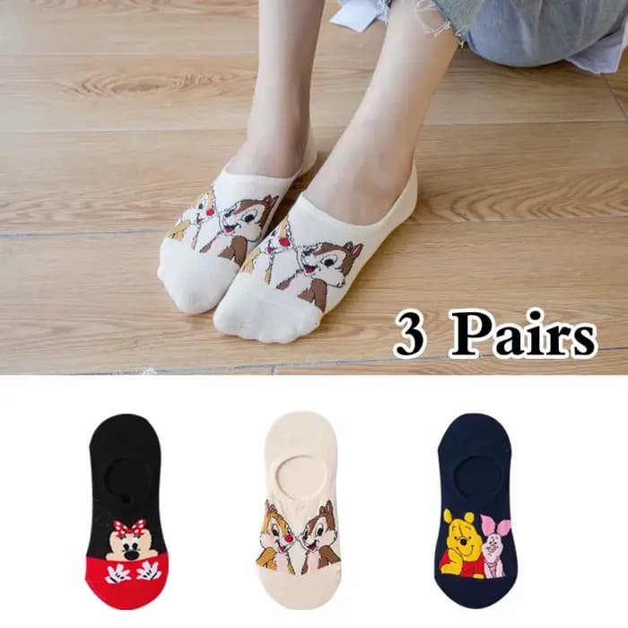 3/5 paires Disney été décontracté mignon femmes chaussettes animal dessin animé souris canard chauss
