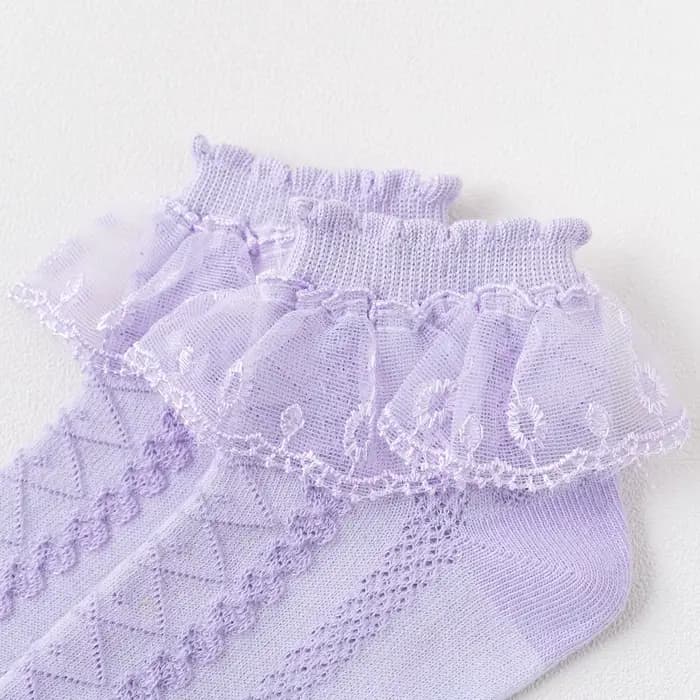 4 paires de chaussettes à volants en dentelle pour filles, respirantes, confortables, adorables, Sty