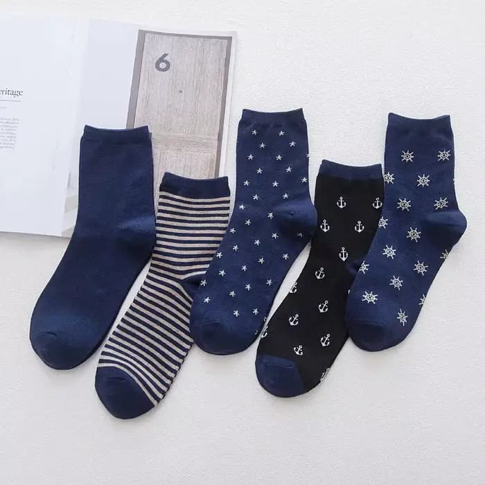 Chaussettes rayées en coton bleu marine pour hommes, 7.5 ate Star, injecteur, gouvernail, affaires,