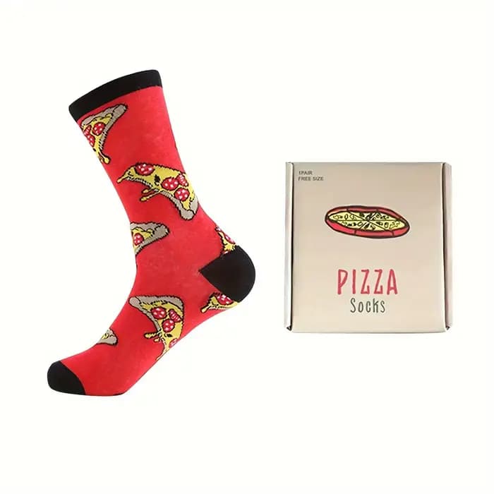 1 Paire de Chaussettes Créatives en Coton Mi-Mollet, Motifs Pizza, Donut, Burger, Amusantes et Origi