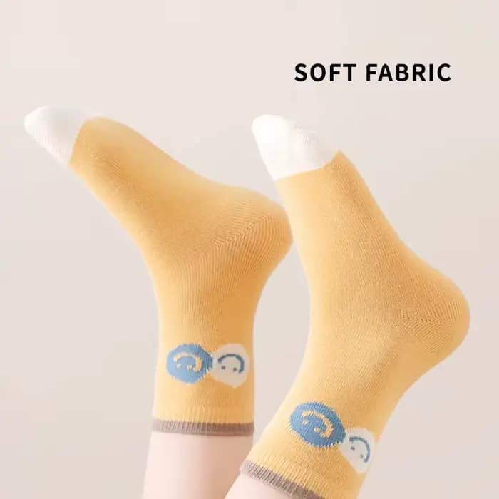 5 paires de chaussettes en coton solide pour enfants garçons, demi-chaussettes avec lettres souriant