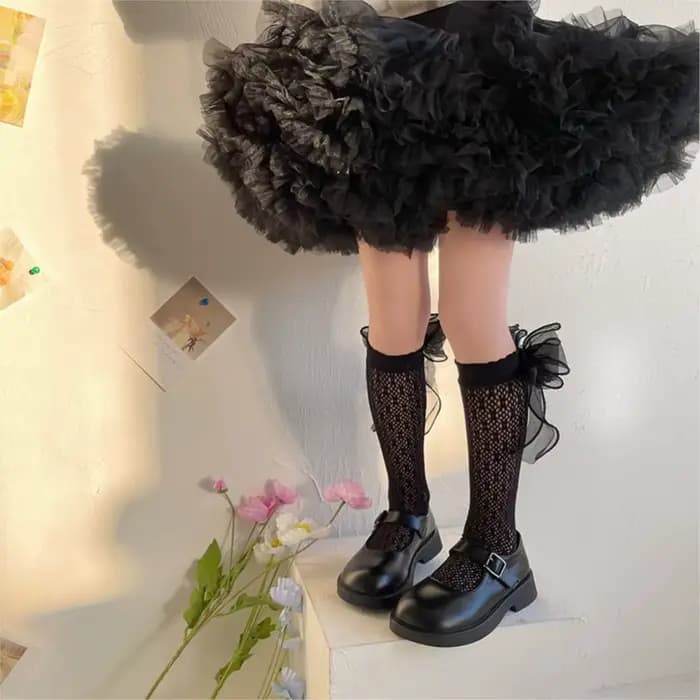 Chaussettes en dentelle respirantes pour bébés et filles - Chaussettes tube en dentelle Lolita pour