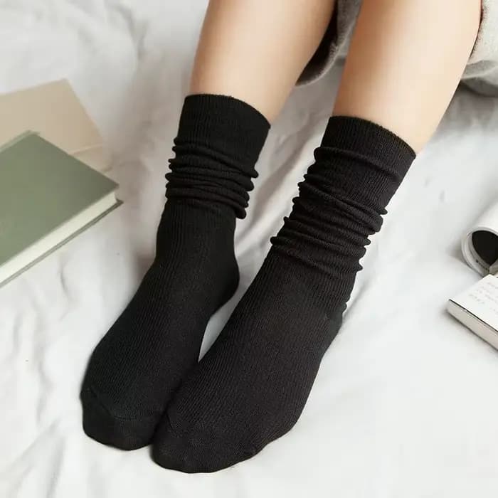 CHAOZHU japonais coréen lycée filles chaussettes hautes en vrac couleurs unies Double aiguilles tric