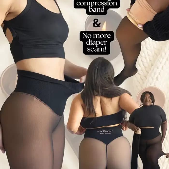 Leggings doublés en polaire magique pour femme – Collants façonnants à une couture avec bande de com