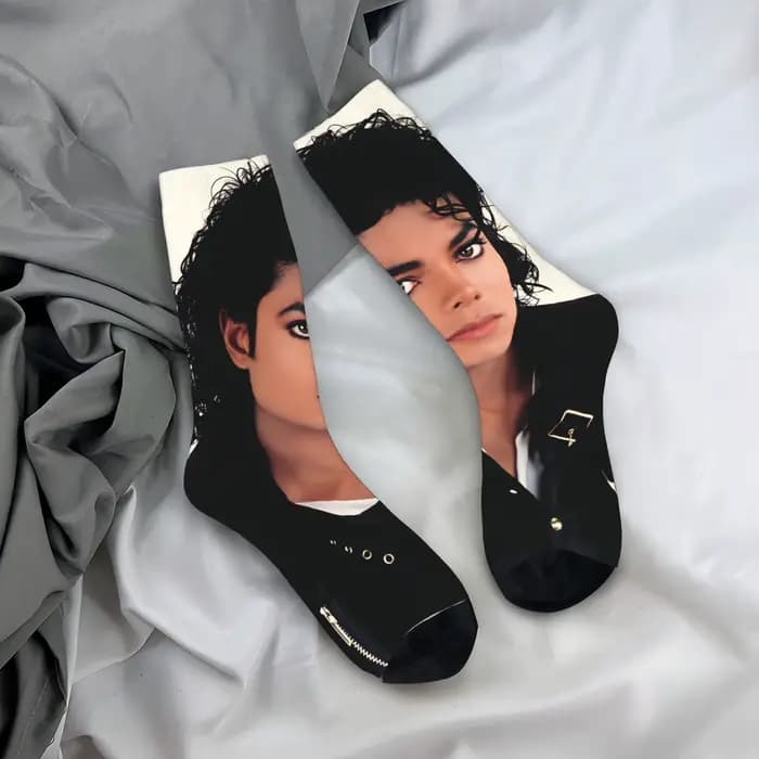 MJ King Of Pop Michael J-jackson Stockings Chaussettes gothiques personnalisées, chaussettes antidér