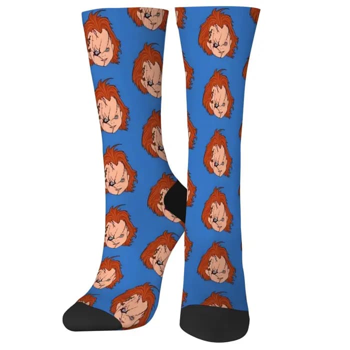 Horreur Chucky poupée bande dessinée chaussettes drôle heureux hommes chaussettes Harajuku Style fou