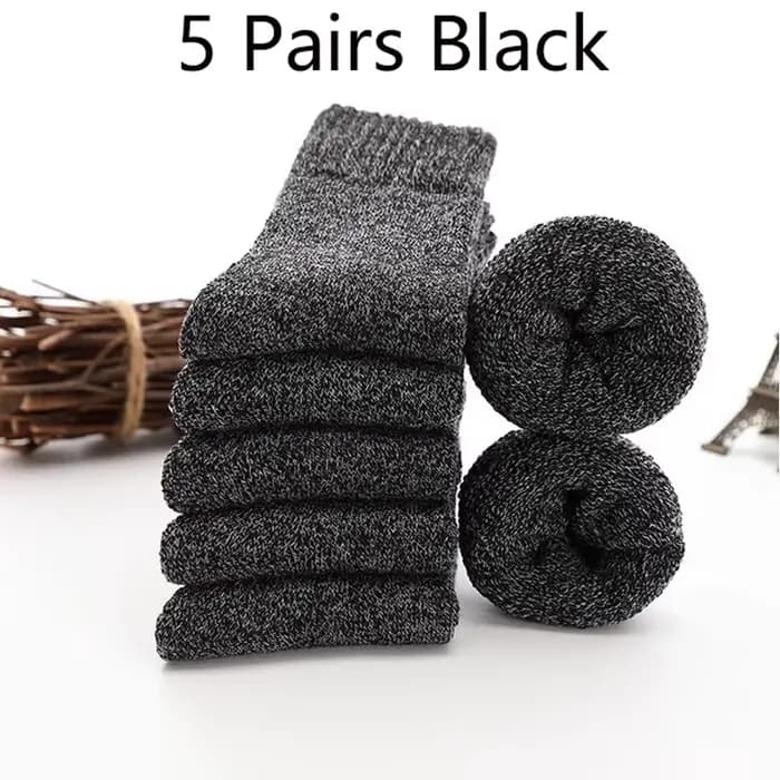 5 paires de chaussettes en laine unie pour hommes, en cachemire mérinos, anti-froid, antidérapantes,