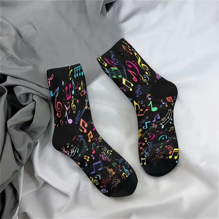 Notes de musique chaussettes Vintage rue Hip Hop nouveauté chaussettes d'équipage confortables mode