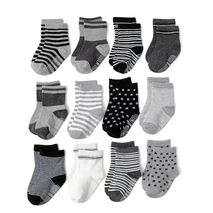 Garçons filles 12 paires coton chaussettes antidérapantes nouveau-né bébé 1-3 ans semelles antidérap