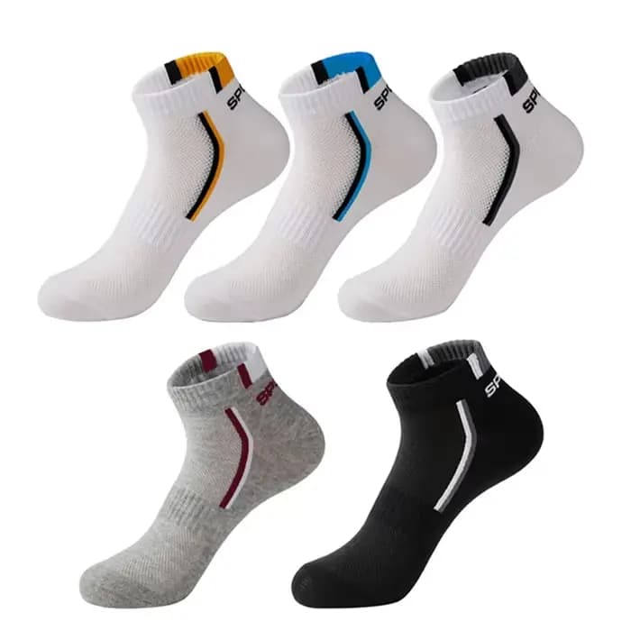 5 paires de chaussettes de sport en coton pour hommes, couleur unie, résistantes à l'usure, respiran