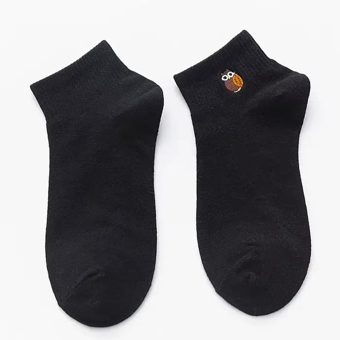 Harajuku femmes chaussettes Kawaii mignon drôle broderie Animal coton chaussettes unisexe heureux dé