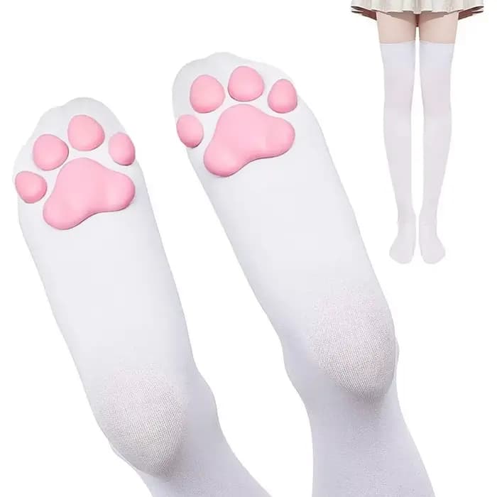 Patte de chat cuisse haute chaussettes Golves ensemble manches mignon doux 3D orteil haricots bas mi