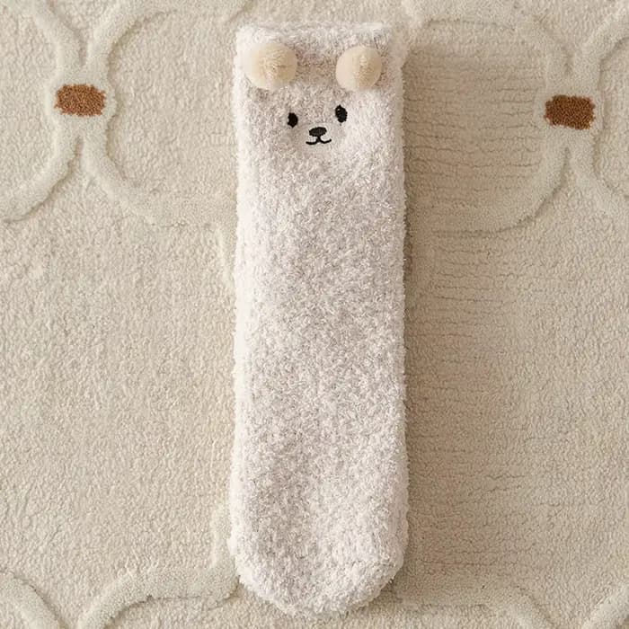 Femmes hiver chaud moelleux chaussettes maison sol sommeil Kawaii 3D ours mignon Animal épais polair