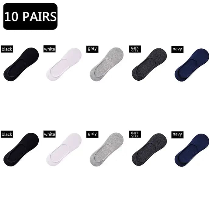 10 paires de chaussettes bateau pour hommes, grandes tailles 39-48, antidérapantes en silicone, invi