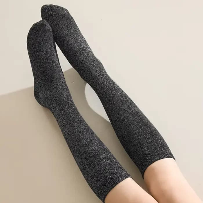 Polyvalent à la mode fil métallique brillant femmes genou chaussettes hautes Lurex mignon Slouch mol