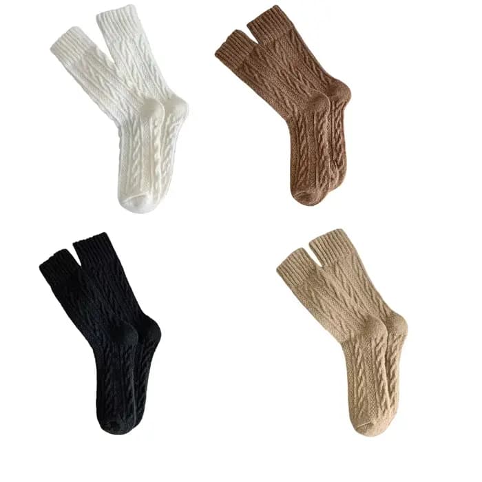 Lot de 4 paires de chaussettes en cachemire pour femmes, automne et hiver, plus velours optique, cha