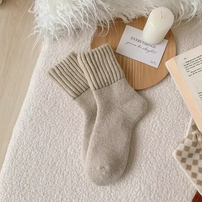 Chaussettes simples en laine épaisse de couleur unie, confortables, Super plus épaisses, chaudes con