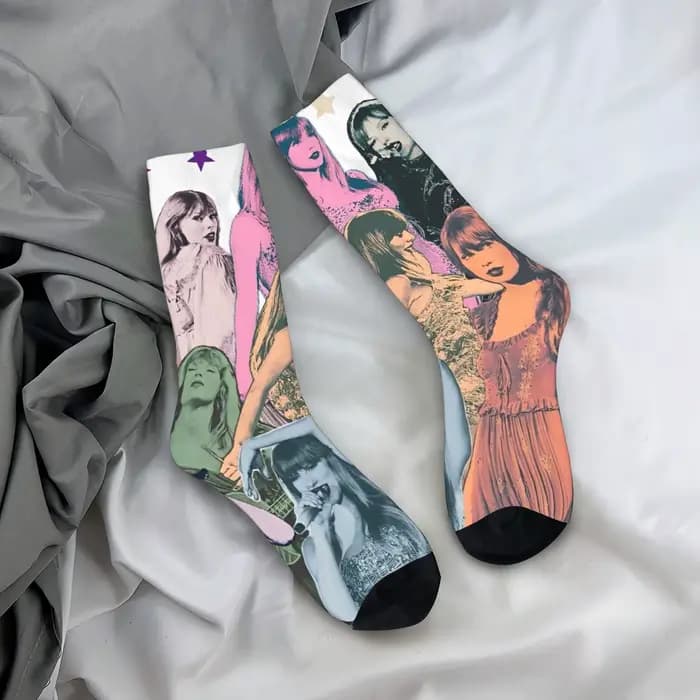 Adultes hommes chaussettes 2025 nouveau The Eras Tour chanteur Taylor-r chanteur étoile bas anti-dér