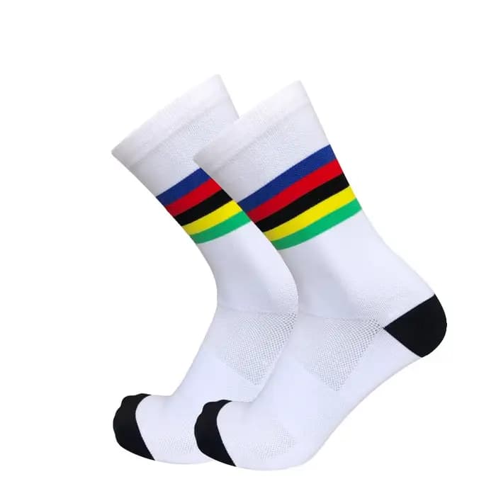 Compétition professionnelle avec rayures colorées chaussettes de cyclisme hommes femmes vélo de rout
