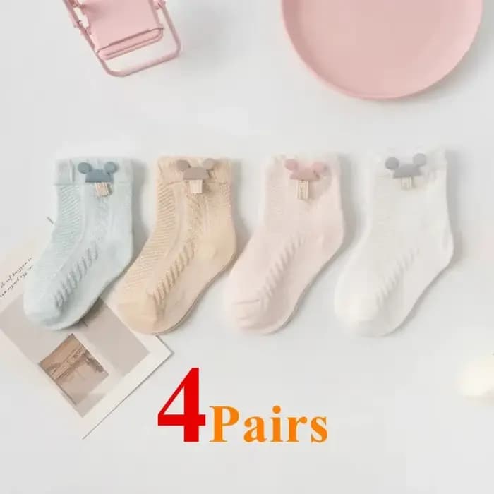 4 paires/lot été bébé maille mince chaussettes dessin animé doux coton nouveau-né chaussette princes
