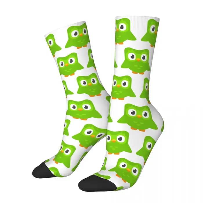 Duolingo hibou Duo chaussettes Harajuku bas Super doux toutes saisons chaussettes longues accessoire