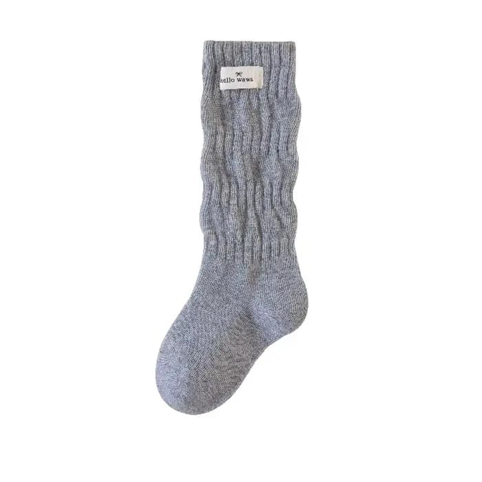 Nouvelles chaussettes en coton doux pour filles, chaussettes longues de couleur unie, style rétro ja