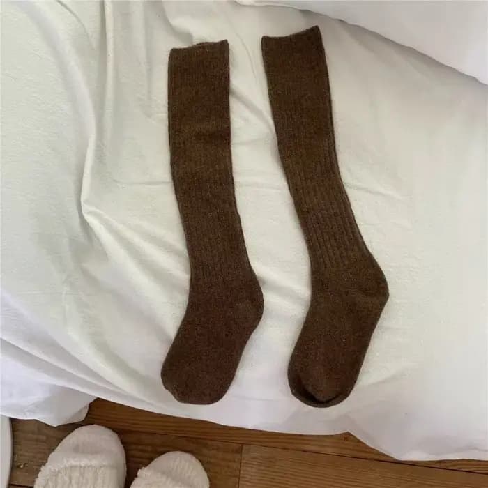 Femmes chaussettes longues cachemire femmes botte solide laine cuisse bas maigre décontracté coton s