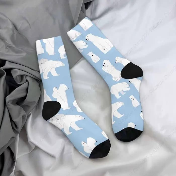 Chaussettes en coton ours polaire pour hommes et femmes, chaussettes provoqué amusantes, design elin