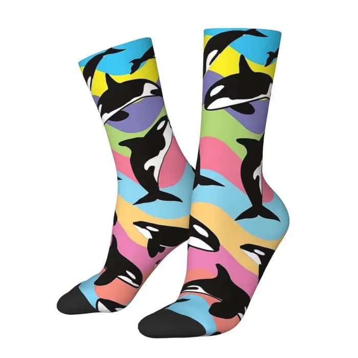 Chaussettes Orca Killer Whale Harajuku, bas de haute qualité, chaussettes longues toutes saisons, ac