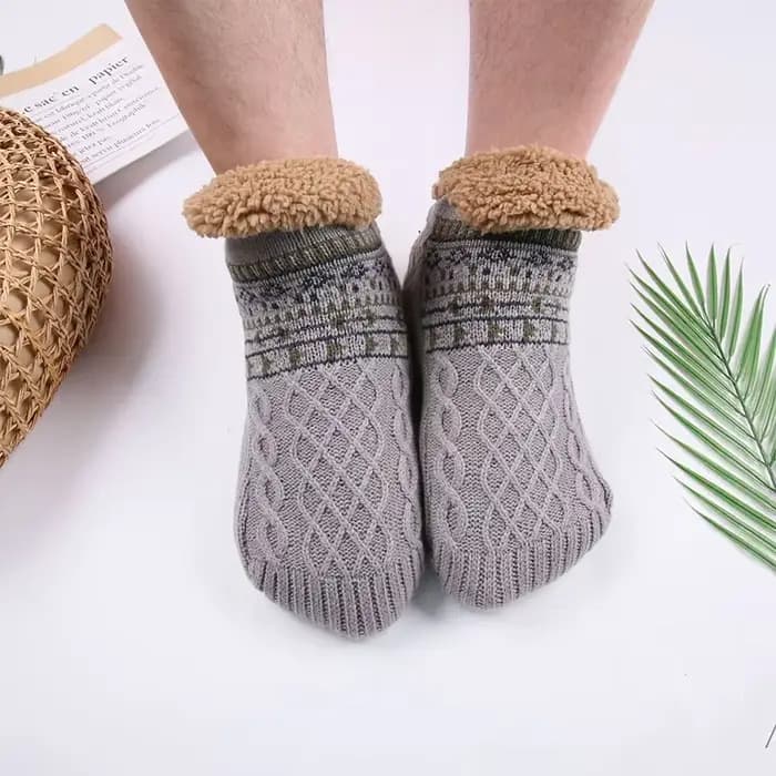 Chaussettes d'intérieur thermiques pour hommes, douces et chaudes pour l'hiver, antidérapantes, épai