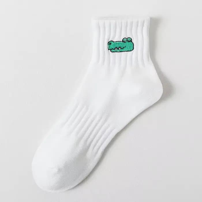 Broderie Aartoon animaux quotidien cheville chaussette hommes coton chaussettes courtes printemps ét