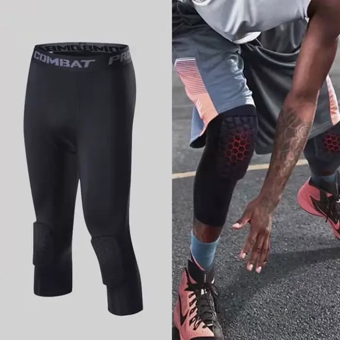 Collants de sport pour hommes, pantalons de Compression Anti-Collision, genouillères, séchage rapide