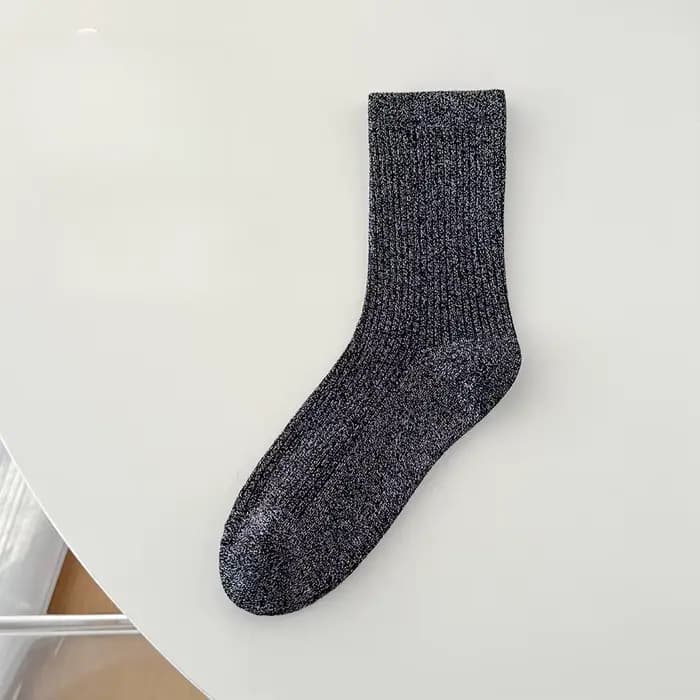 Couleur japonaise luxe Lurex fil métallique paillettes scintillantes équipage chaussettes brillant n