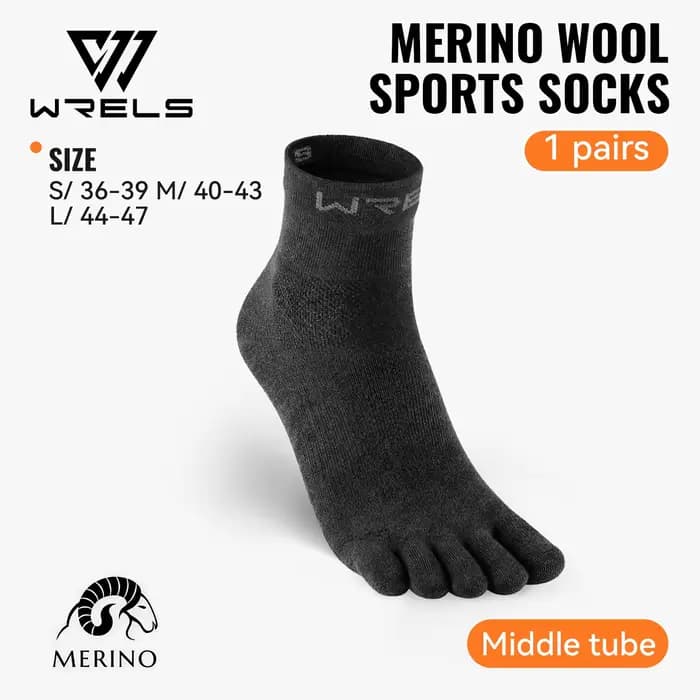 WRELS 1/2/3 paires de chaussettes à cinq doigts en laine mérinos pour hommes et femmes, respirantes,