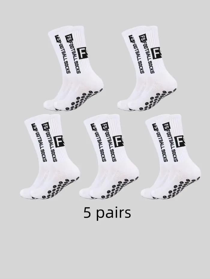 5 paires de chaussettes de sport de football FS antidérapantes, résistantes à la transpiration et au