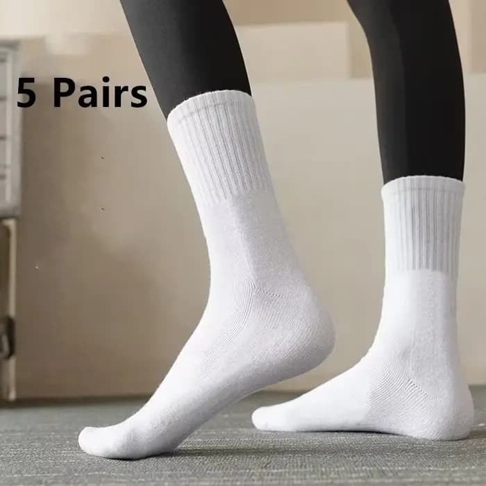 5 paires de chaussettes de sport mi-mollet pour femmes, chaussettes en coton douces et confortables,