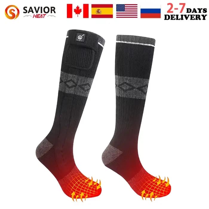 Sauveur chaleur hiver chaussettes chauffantes pour hommes bas thermiques femme chauffe-pieds en plei