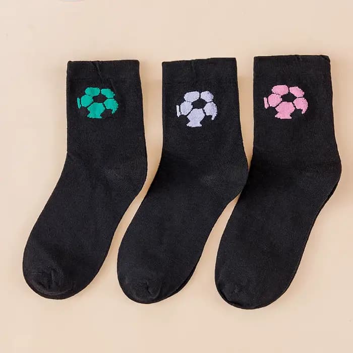 3 paires de chaussettes fantaisie amusantes et colorées à imprimé football pour femmes, chaussettes