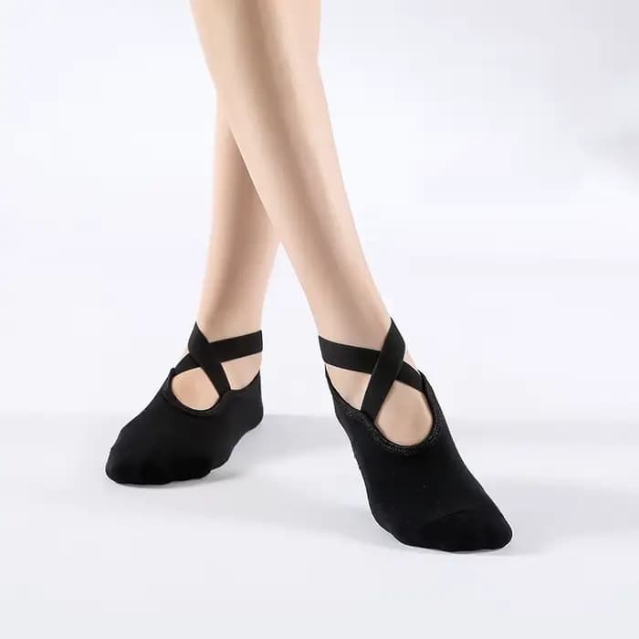 Chaussettes de Yoga antidérapantes avec pansement en coton, dos nu, Pilates, pour femmes, Fitness, B